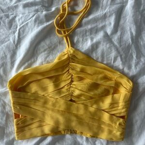 Superdown Mustard Yellow Crop Top XS